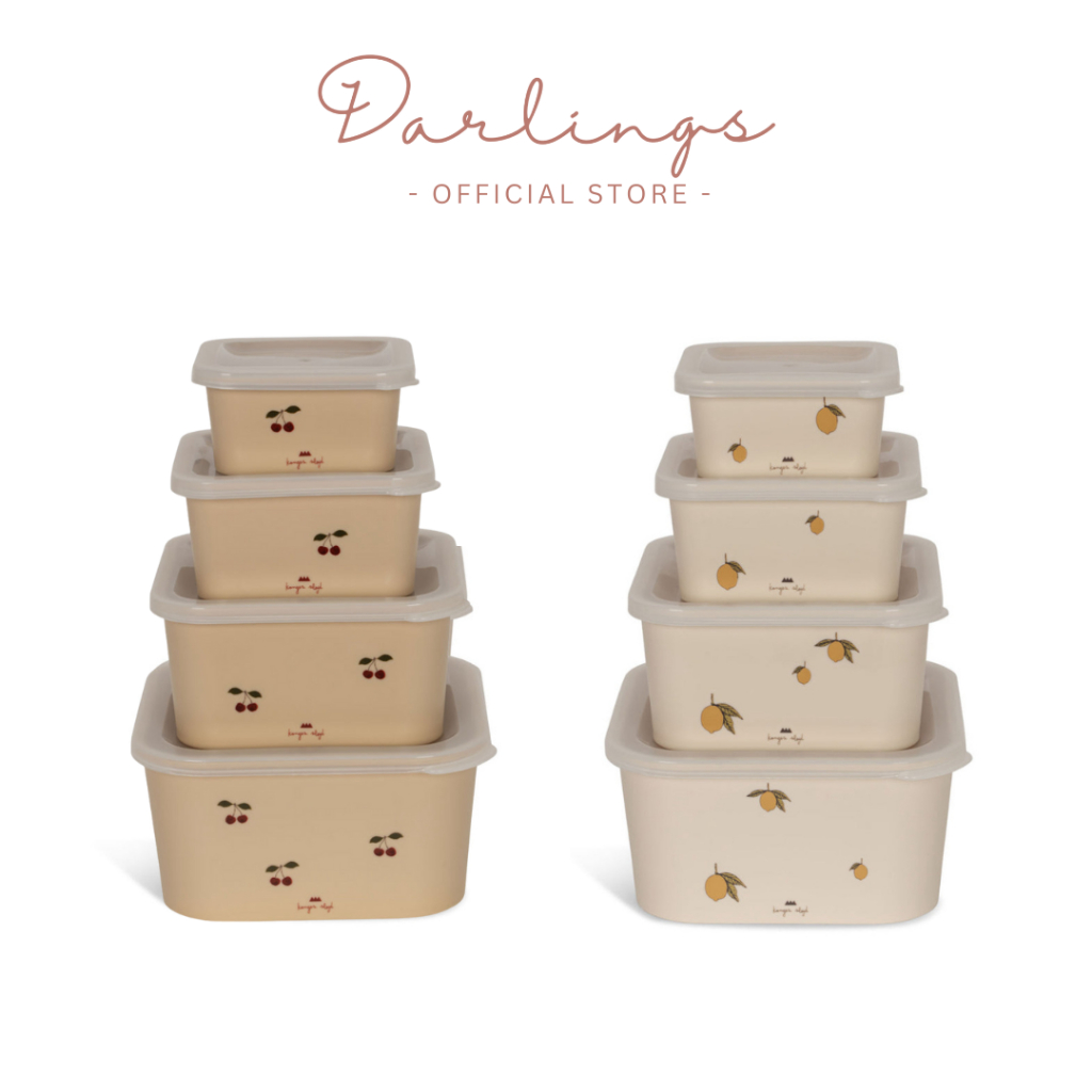 Konges Slojd Lunch Box Food Container Set - Lemon/Cherry