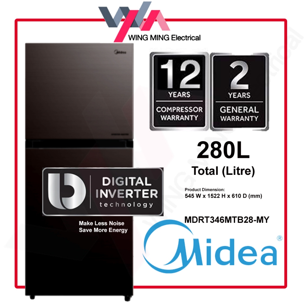 Midea 280L/240L/200L Refrigerator 2 Door/Peti Ais 2 Pintu Sejuk Inverter MDRT346MTB28/MDRT307MTB28/MDRT268MTB28 冰箱