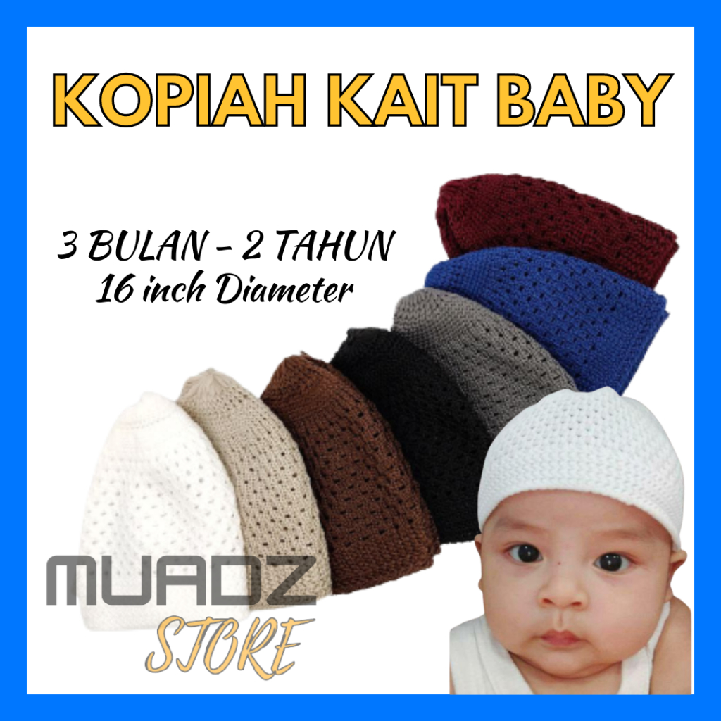 KOPIAH KAIT BABY / KOPIAH KAIT BUDAK / KOPIAH BAYI / KOPIAH KAIT KECIL / TOPI BABY HAT newborn
