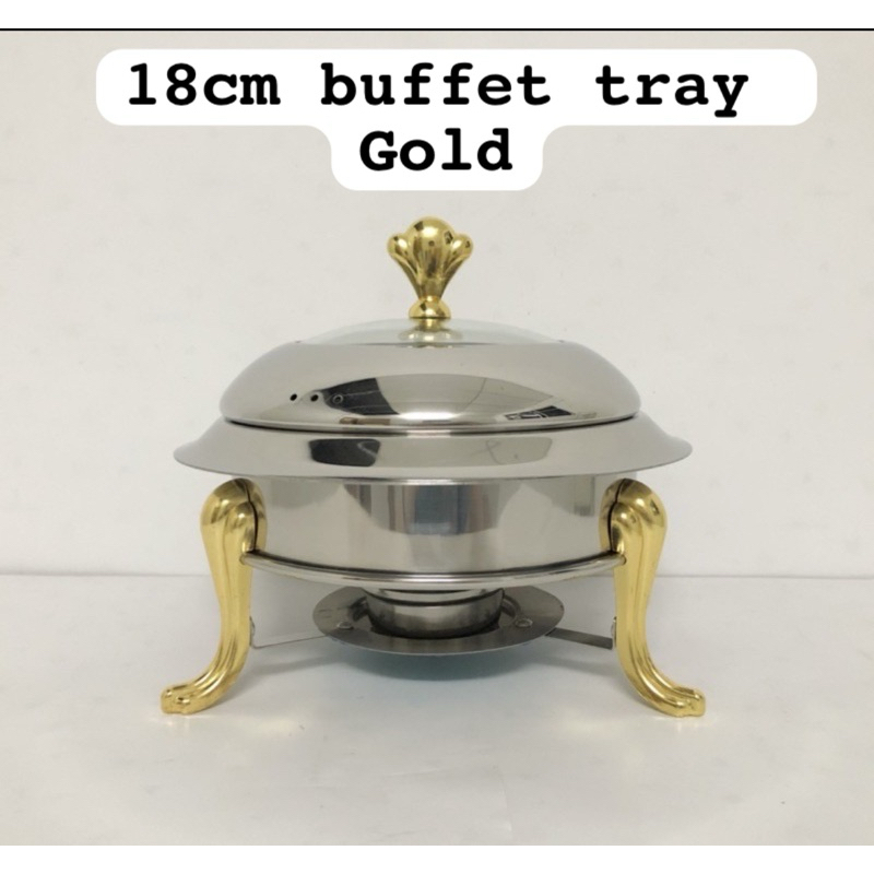 (Ready Stock!!)  Royal 18cm Mini Buffet Set Gold Food Tray Serving Tray Chafing Dish Soup Warmer Kenduri Tr