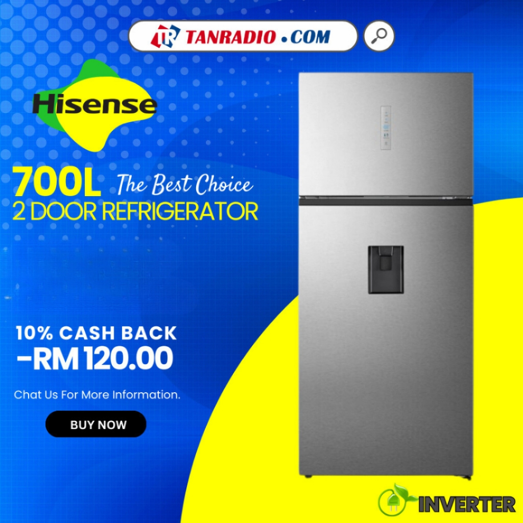 【MID YEAR SALE + FREE SHIPPING】Hisense 2 Door Inverter Cool Water Dispenser Refrigerator (700L)