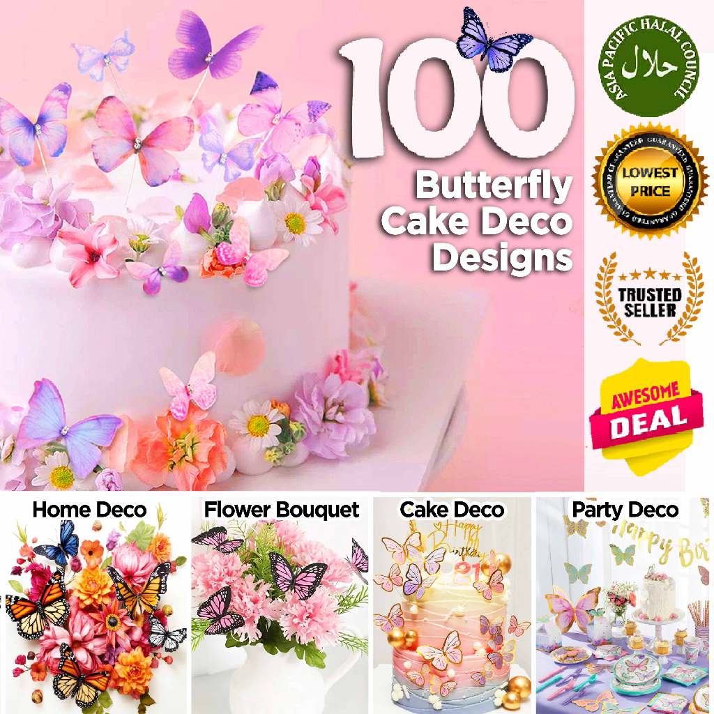 Butterfly Cake Topper Decoration Butterfly Rama Hiasan Topper Butterfly Cake Deco Cake 蝴蝶蛋糕装饰