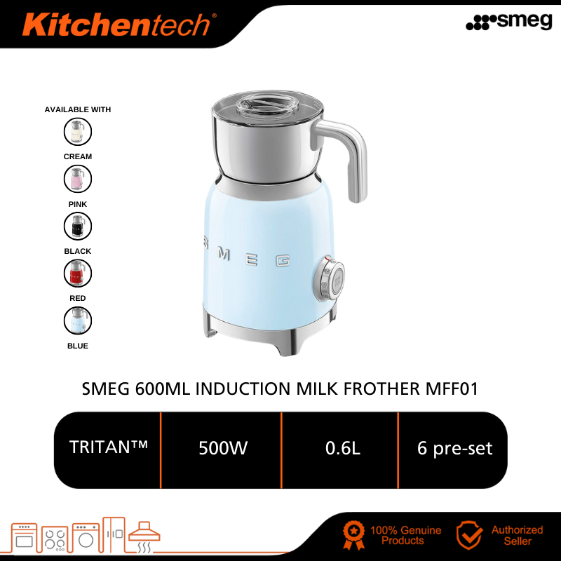 Smeg 600ML Induction Milk Frother MFF01BL 6 pre-set program Antislip base MFF01CR MFF01BK MFF01PK MFF01RD Pembuat Susu