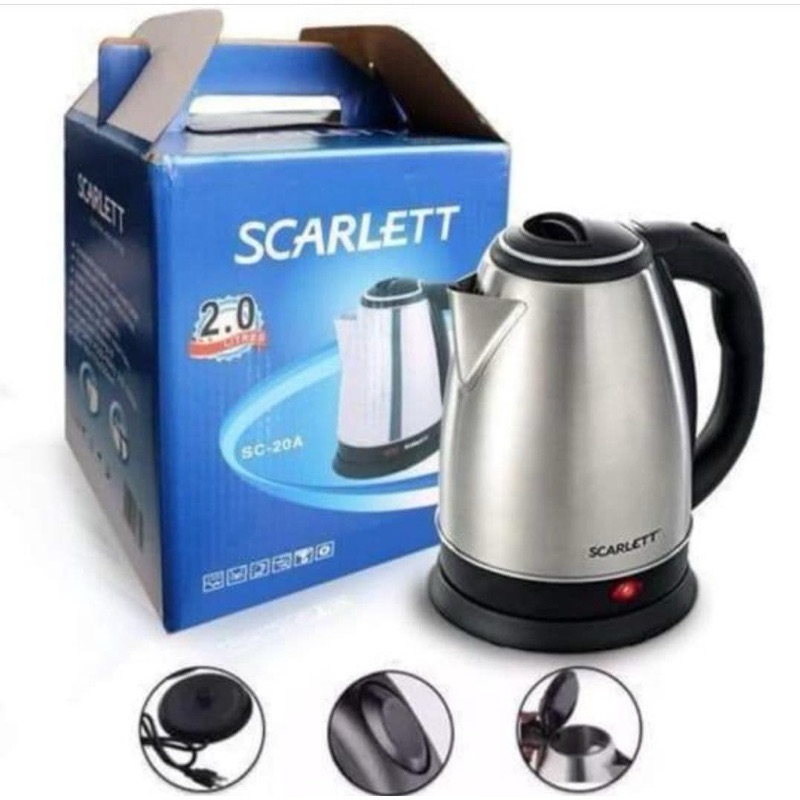 Scarlett 2.0L Stainless Steel Electric Heat Kettle (Jug Air Elektrik 2L)