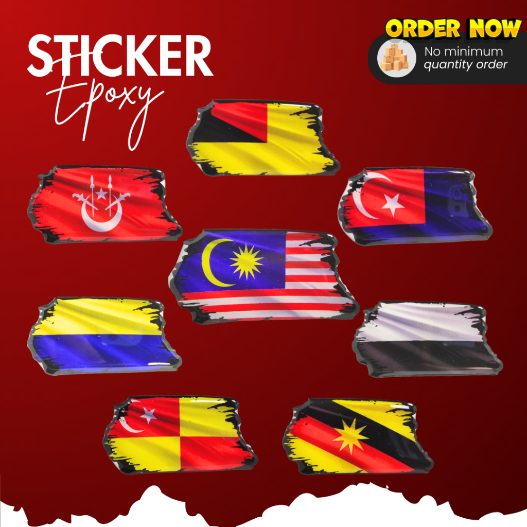 Ready-stock ‼️ Sticker Epoxy | Bendera Negeri & Negara (Sticker Timbul) 2D | Sticker Motor / Helmet