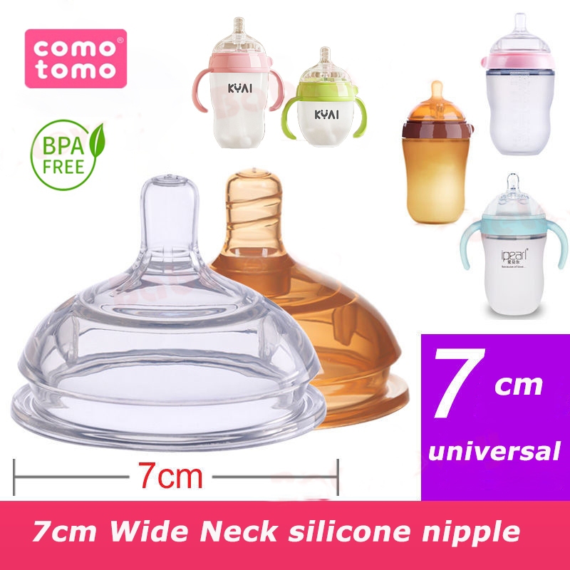 Comotomo Baby Silicone Nipple meletakkan botol susu baru lahir 7cm WideNeck Botol Makanan Penggantian Nipple Lembut硅胶奶嘴