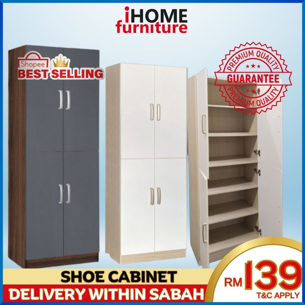 iHOME SABAH FURNITURE READY STOCK4 Door Shoes Cabinet/6 Shelves Layered/Kasut Kabinet/Rak Kasut