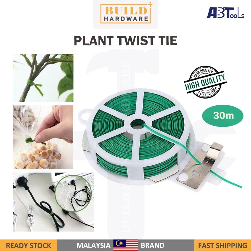 ABTOOLS 30M Plant Twist Tie Gardening Tool 绑花青胶线 Cable Organizer Wire Winder Garden Plant Support Binding Wrap