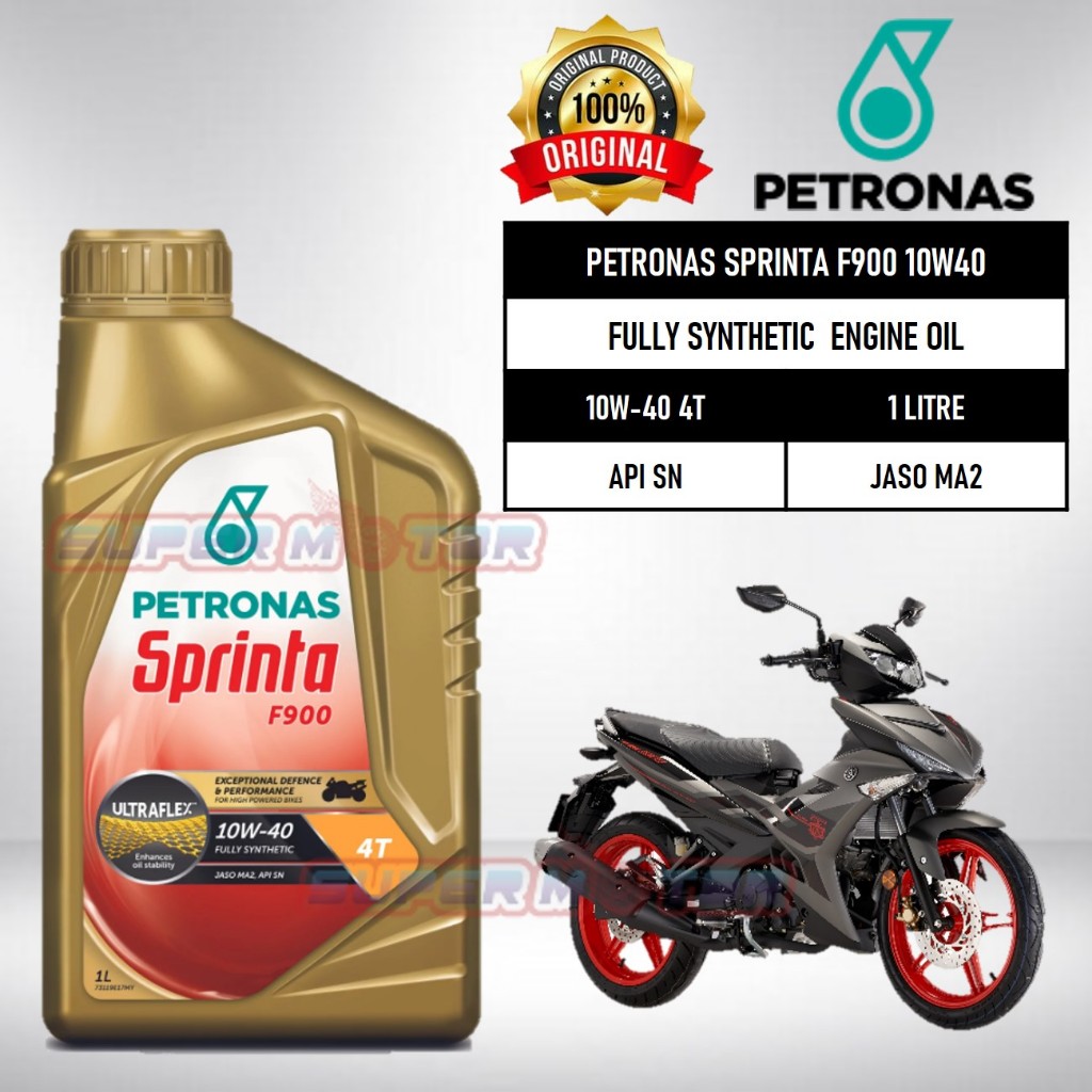 Minyak Enjin PETRONAS Sprinta F900 10W40 & 10W50 / F700 15W50 / F500 10W40 / F100 SAE40 4T untuk Mot