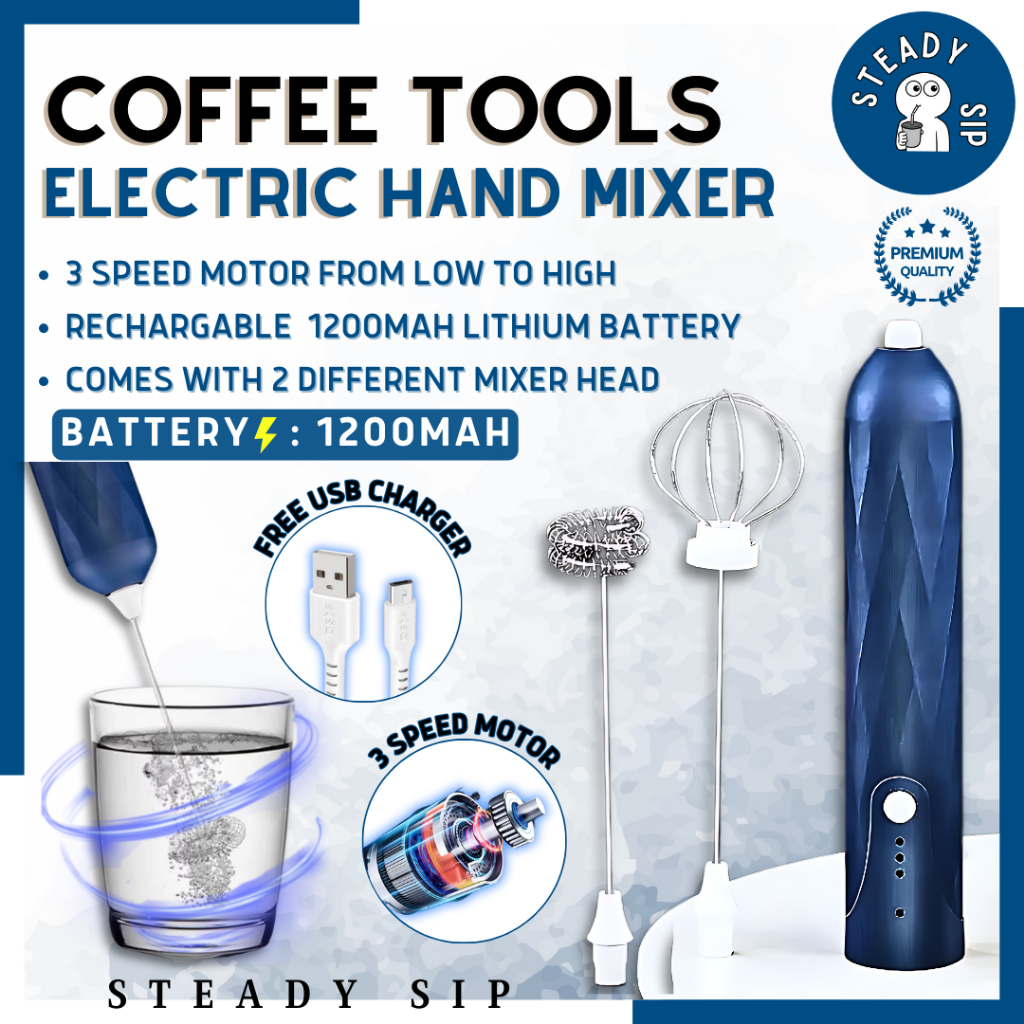 STEADYSIP Electric Hand Mixer Egg Beater Milk Frother Milk Foam Maker Mixer Coffee 攪拌器electric whisk