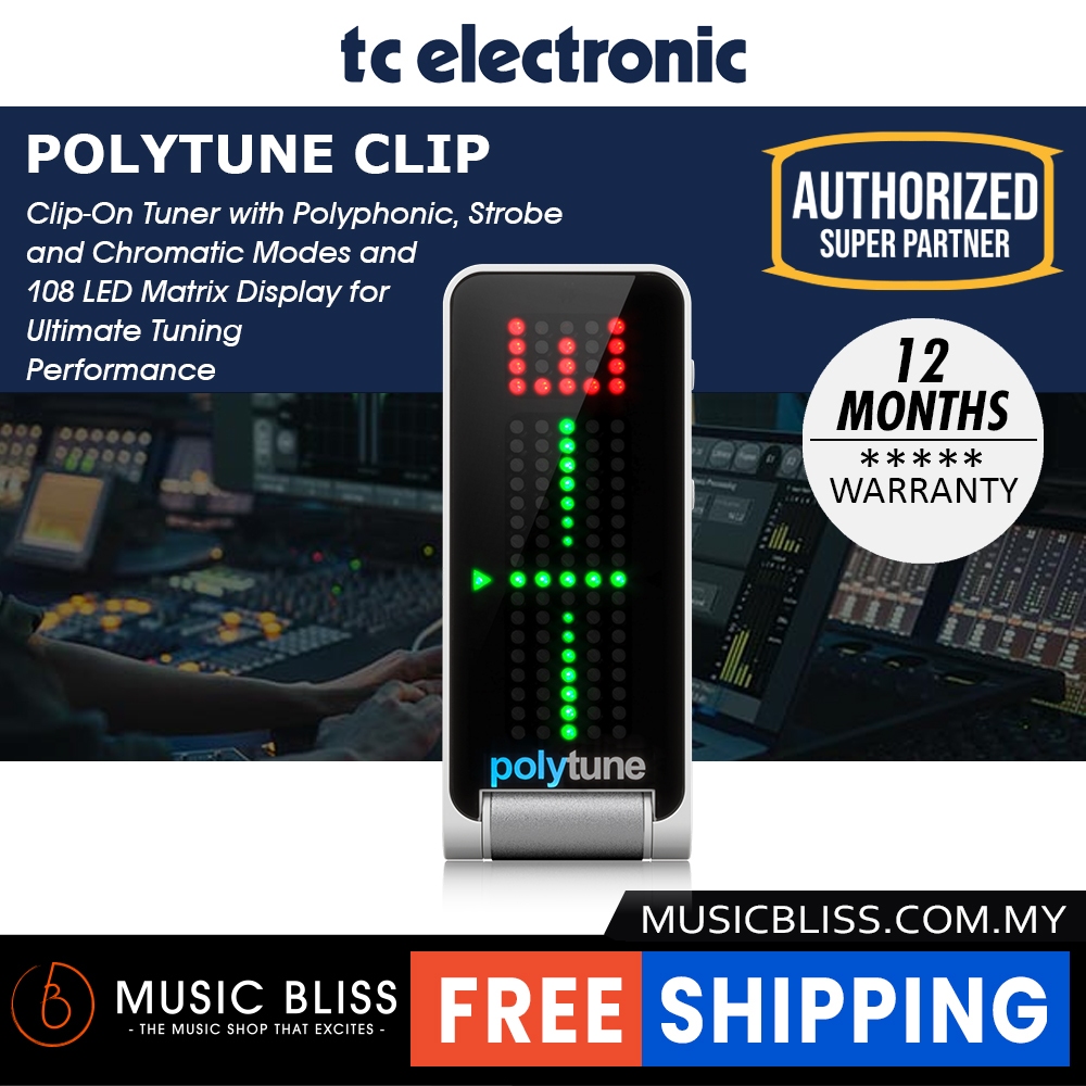 TC Electronic PolyTune Clip Clip-On Tuner - White