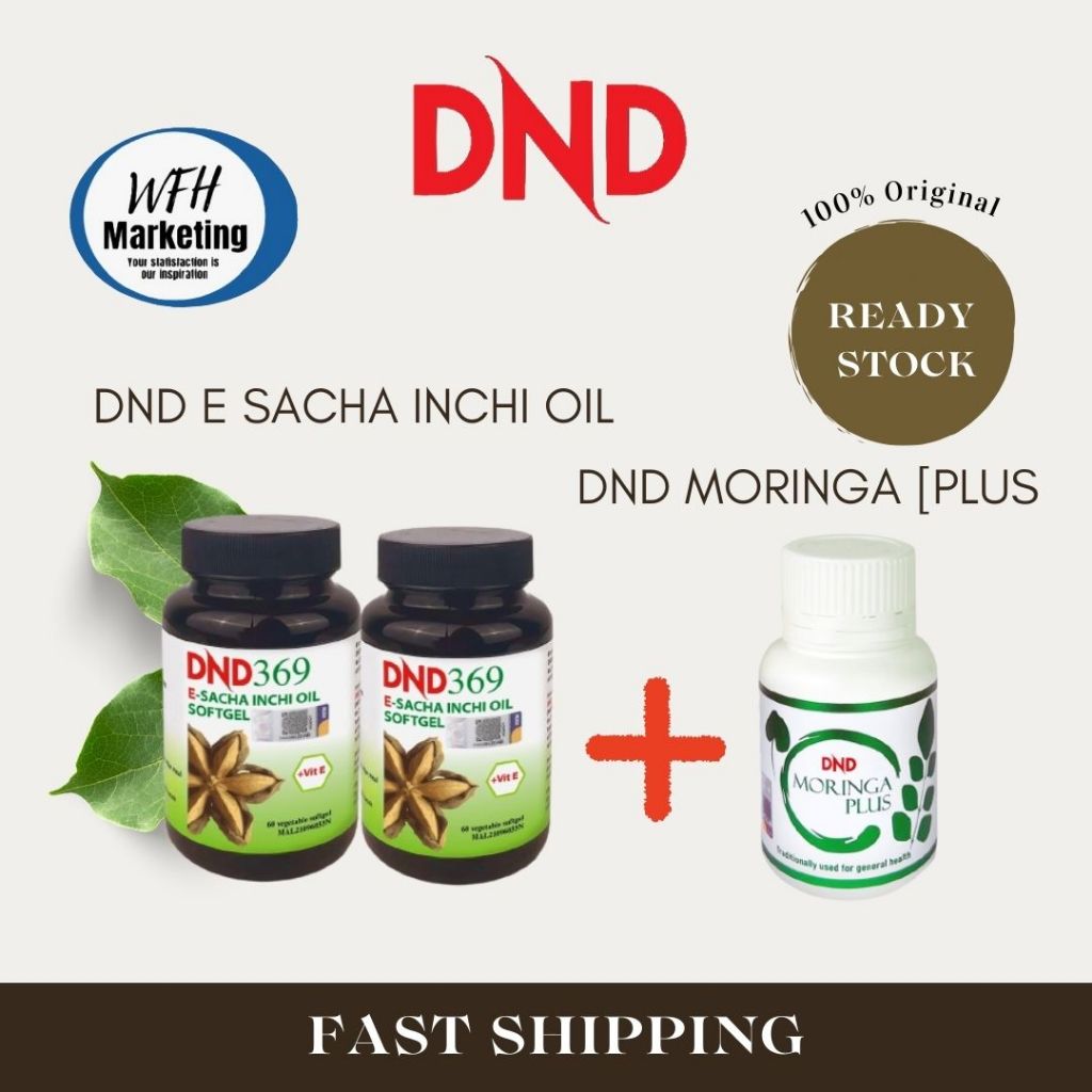 DND 369 E Sacha Inchi Oil Softgel (2 botol x 60 biji) + DND Moringa Plus (1 botol x 60 biji)