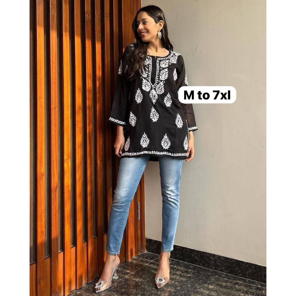 (Stok Sedia)Kurta Pendek Kerja Sulaman Pemakaian Biasa Untuk Wanita (Penghantaran Dalam 3-5 hari)