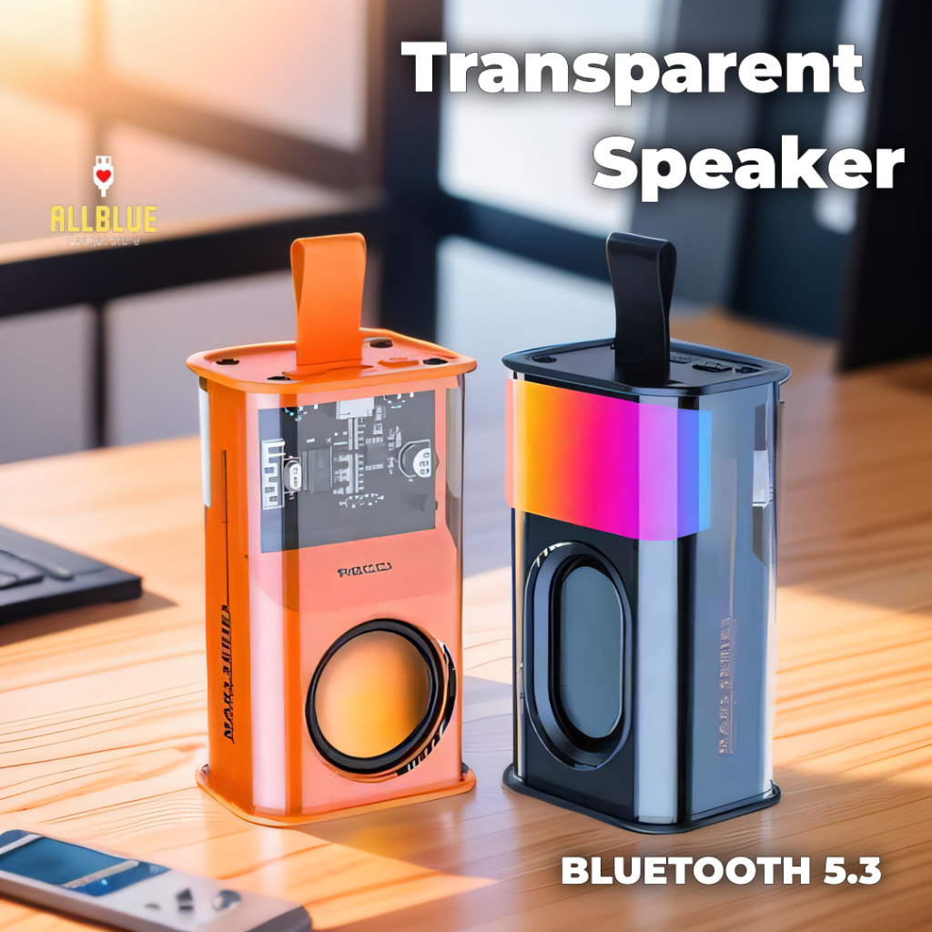 Portable Bluetooth Speaker New Transparent Mech Audio Two-Machine Light 360° Stereo Surround Wireless Speaker