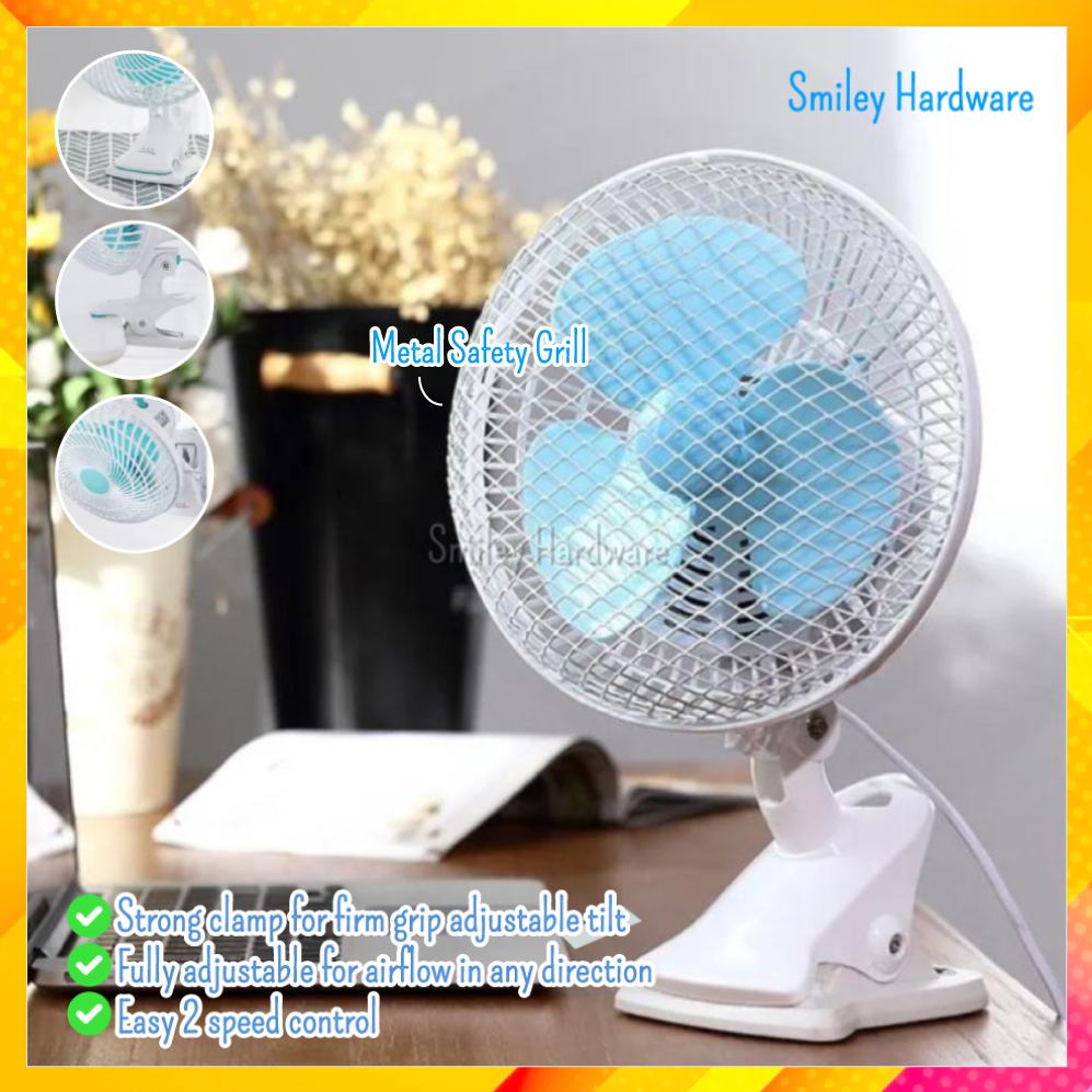 9.5" Strong Wind POWERFUL PORTABLE FAN ADJUSTABLE TABLE FAN CLIP FAN & 3 FAN BLADES