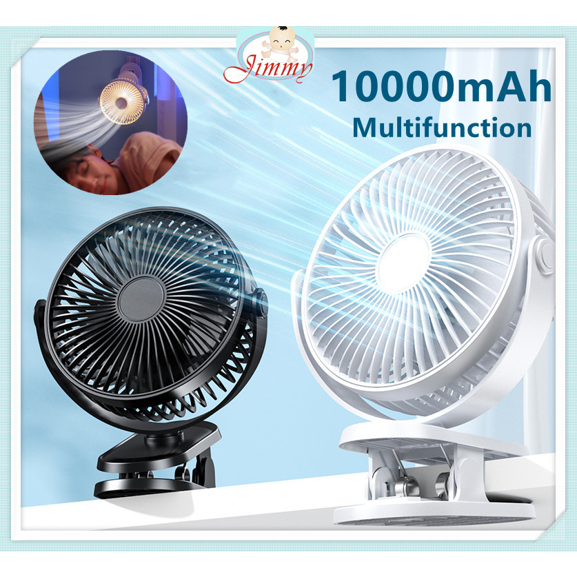 10000mAh Portable USB Rechargeable Clip Fan Strong Wind Mini Cooling Fan For Baby Stroller Table Fan 夹子风扇