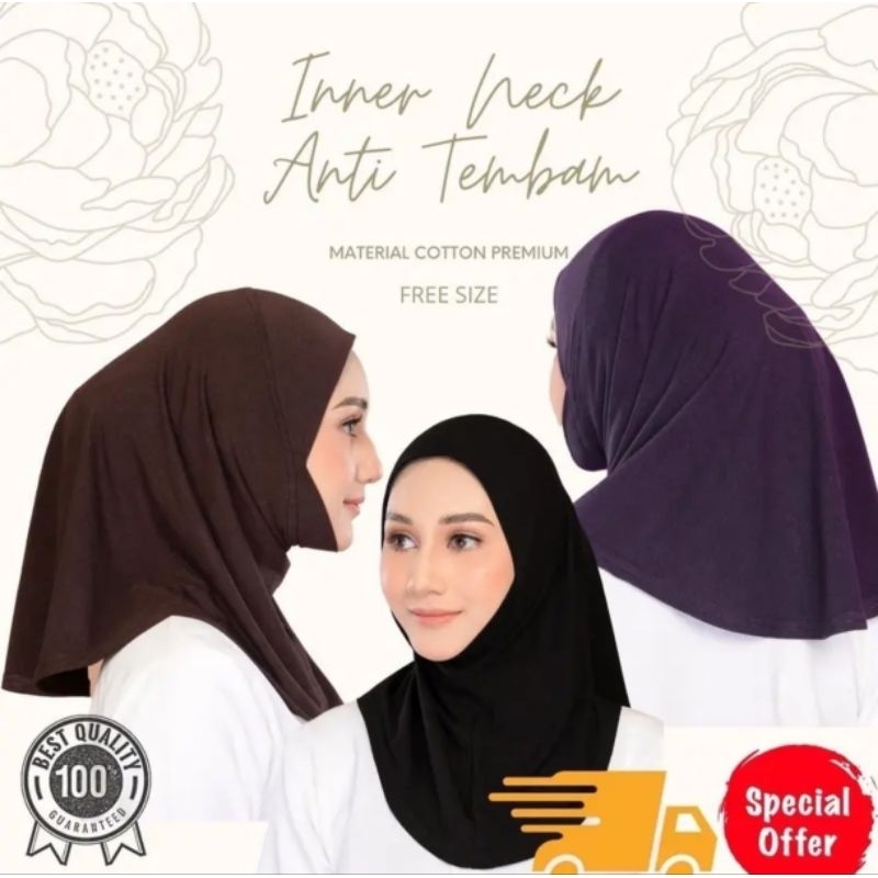 INNER NECK ANTI TEMBAM DAGU DAN BIASA KAIN COTTON JERSEY