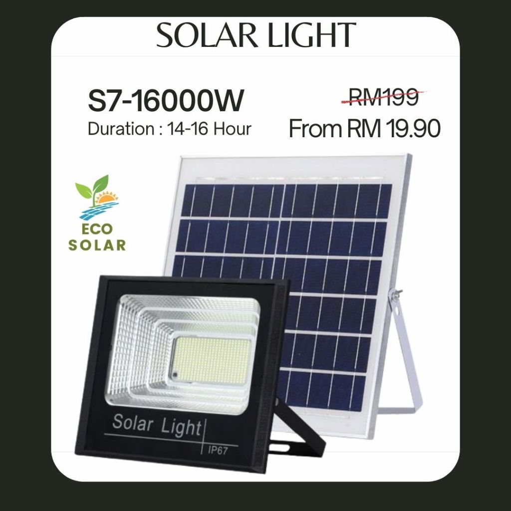 【ECO SOLAR S7 】Solar Light outdoor lighting 1200W Solar Spotlight Lampu Solar IP67 Waterproof solar led Street light太陽能燈