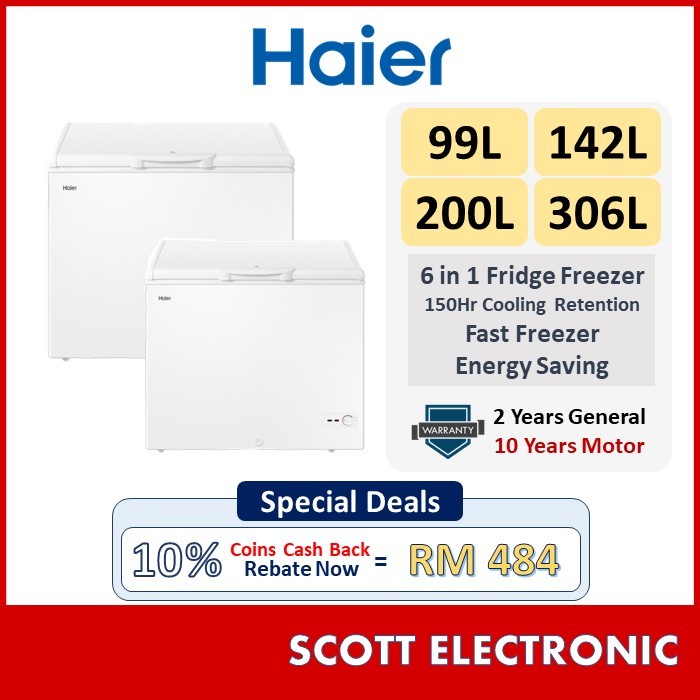 [Delivery by Seller Kedah & Penang] Haier Chest Freezer Beku 99L 142L 200L 332L Peti Beku BD-138  BD-188 BD-248 BD-328H