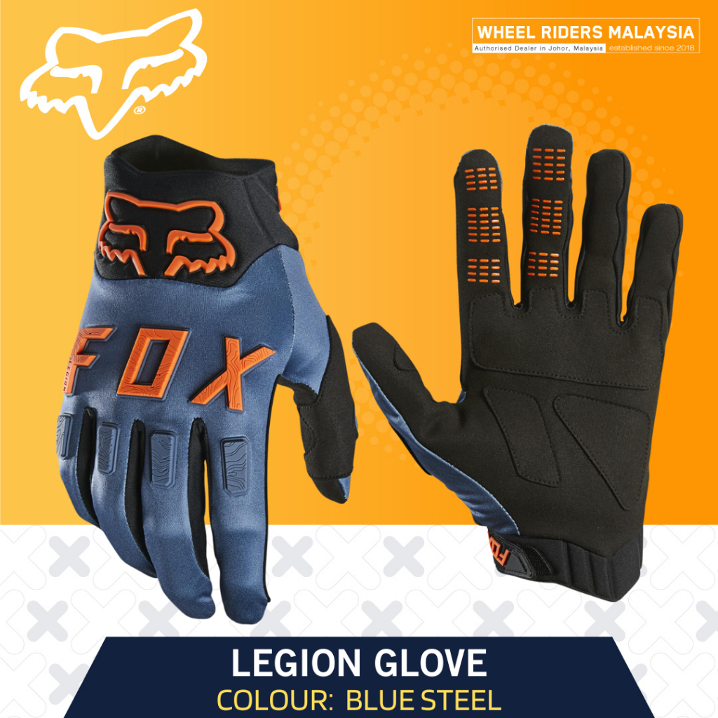 Fox Legion Glove - Blue Steel Racing Motocross Dirtbike Motorcycle Gloves Ready Stock Original