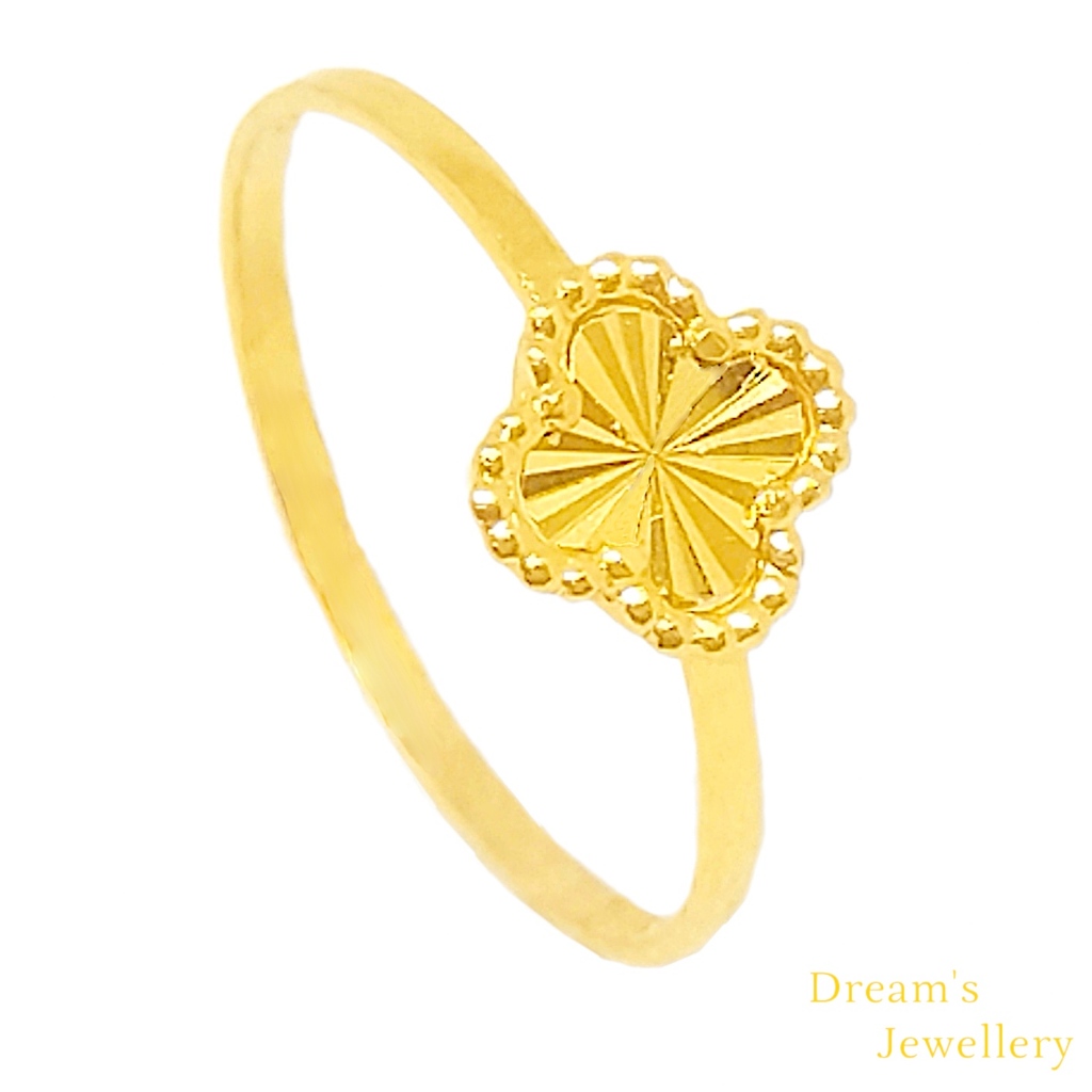 Dreams Jewellery Cincin Clover Emas 916 / Clover Ring 916 Gold Original