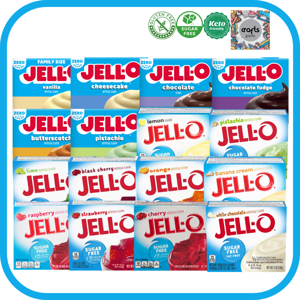 JELL-O Sugar Free Gelatin Mix and Instant Sugar Free Pudding & Pie Filling - Sugar Free, Low Carb and Keto Friendly USA