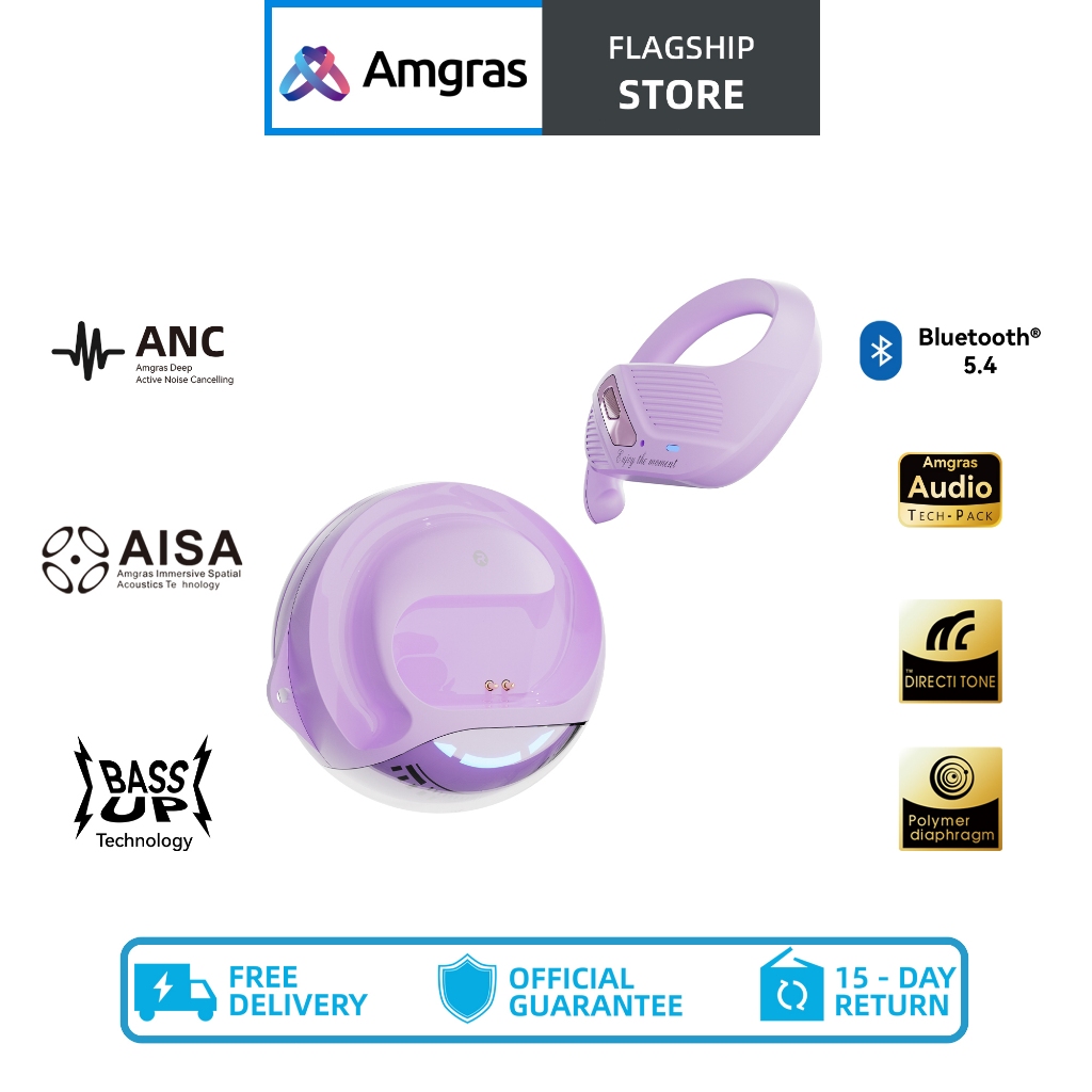 Amgras PokeBall Pro OWS Bluetooth Earphone Sport Wireless Earbud Panoramic Sound Low Delay Gaming Earbuds IPX5