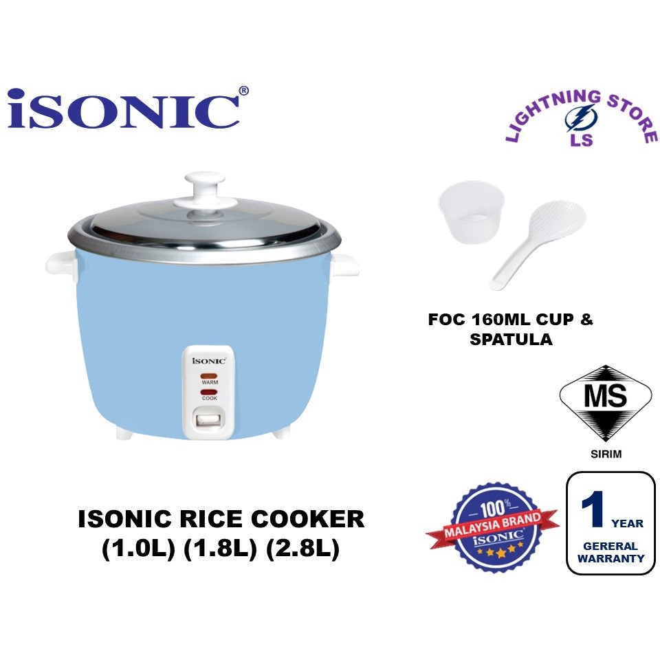 ISONIC RICE COOKER / PERIUK NASI 1.0L IRC-1009 / 1.8L IRC-1809 / 2.8L IRC-2809