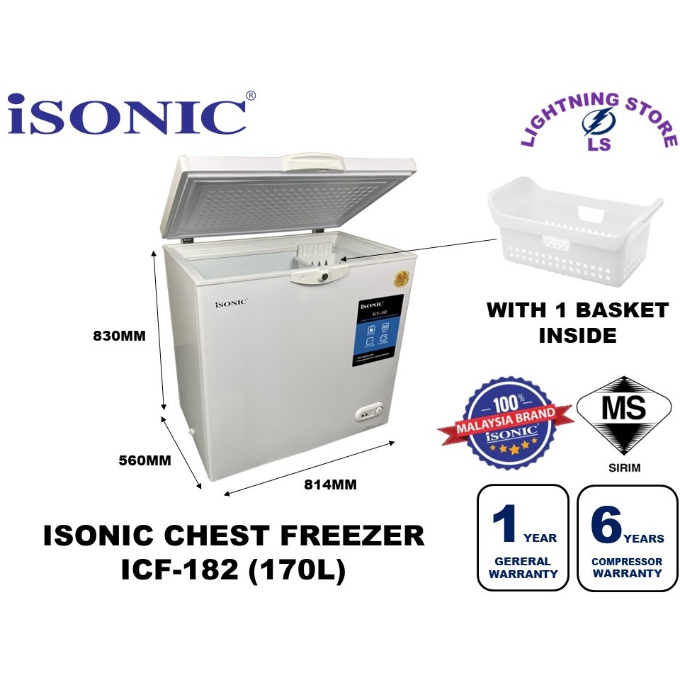 Isonic Dual Function Chest Freezer (170L) ICF-182 (FREEZER MODE / FRIDGE MODE)