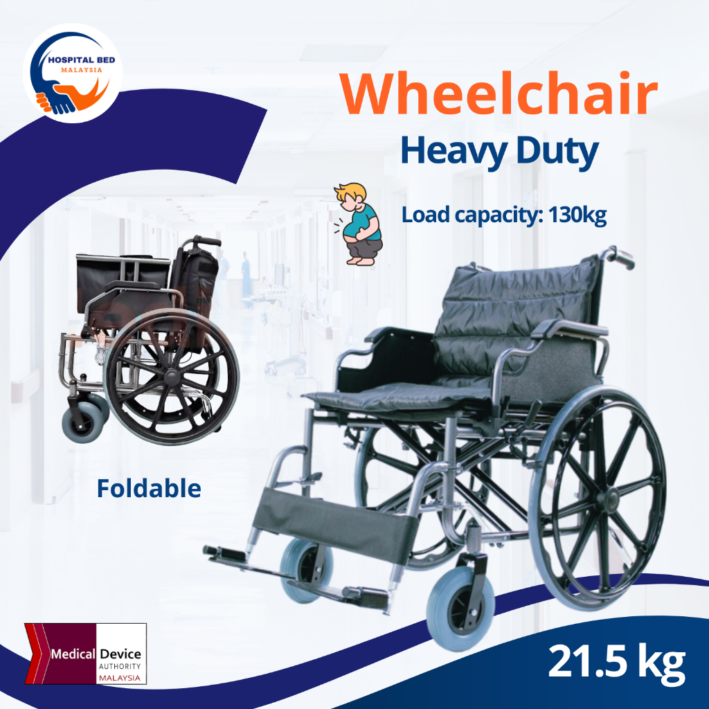 [Same-DayDelivery] Heavy Duty Wheelchair FlipUp Armrest KerusiRoda Untuk Berbadan Besar MDA Approved