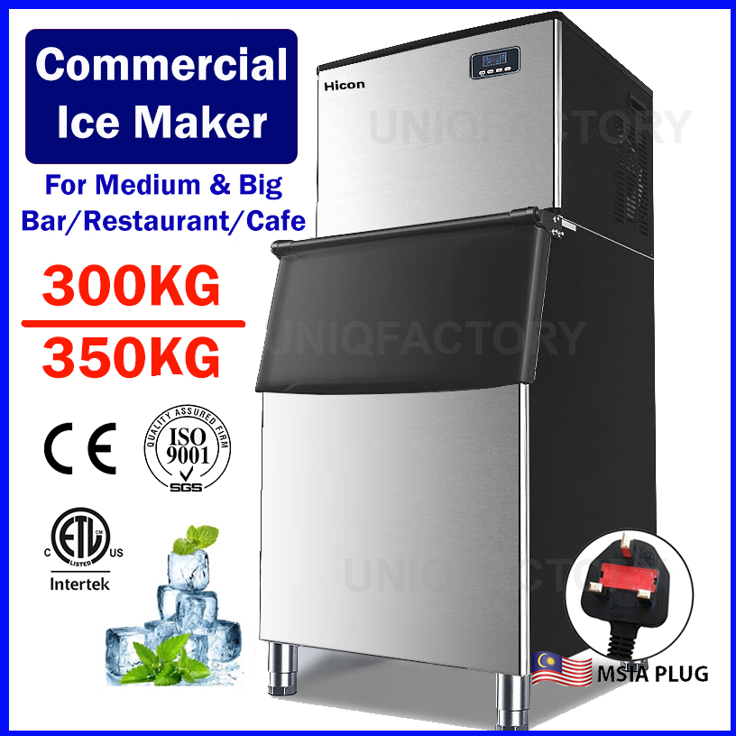 (300kg & 350kg) Commercial Ice Maker Machine Large Ice Cube Making Mesin Buat Ais Batu Pembuat Ais Bar Milk Tea Shop