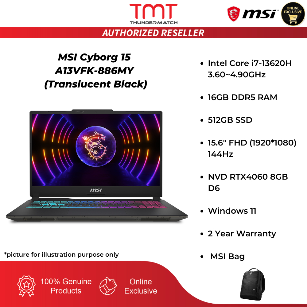 MSI Cyborg 15 A13VFK-886MY Gaming Laptop | i7-13620H | 16GB RAM 512GB SSD | 15.6" FHD (1920*1080) 14