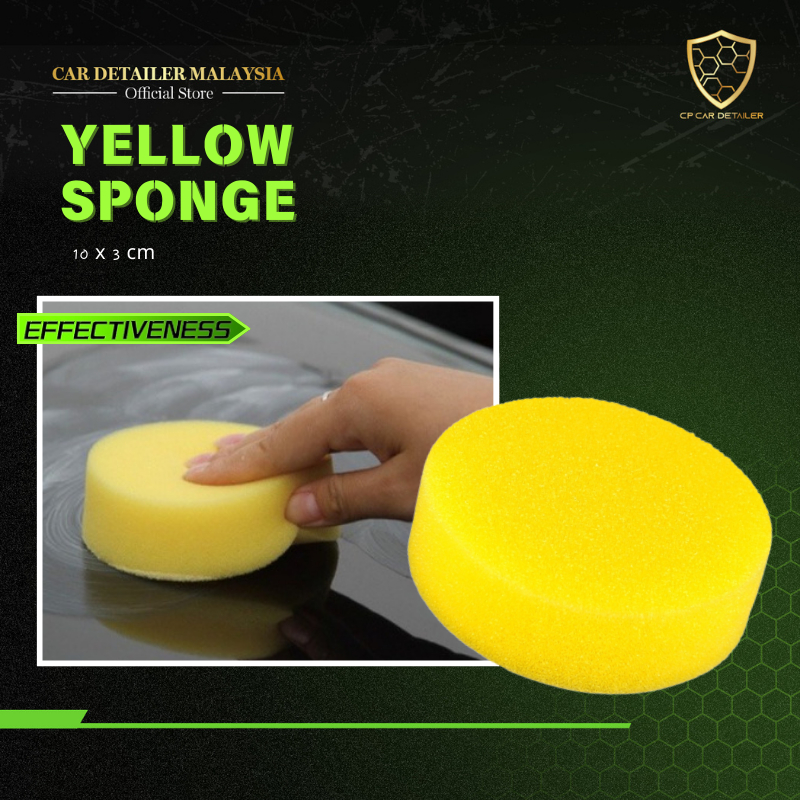 【CAR Detailer 】TYRE WAX SPONGE High-quality Fine-pore Polyester Sponge [10cm x 3cm]