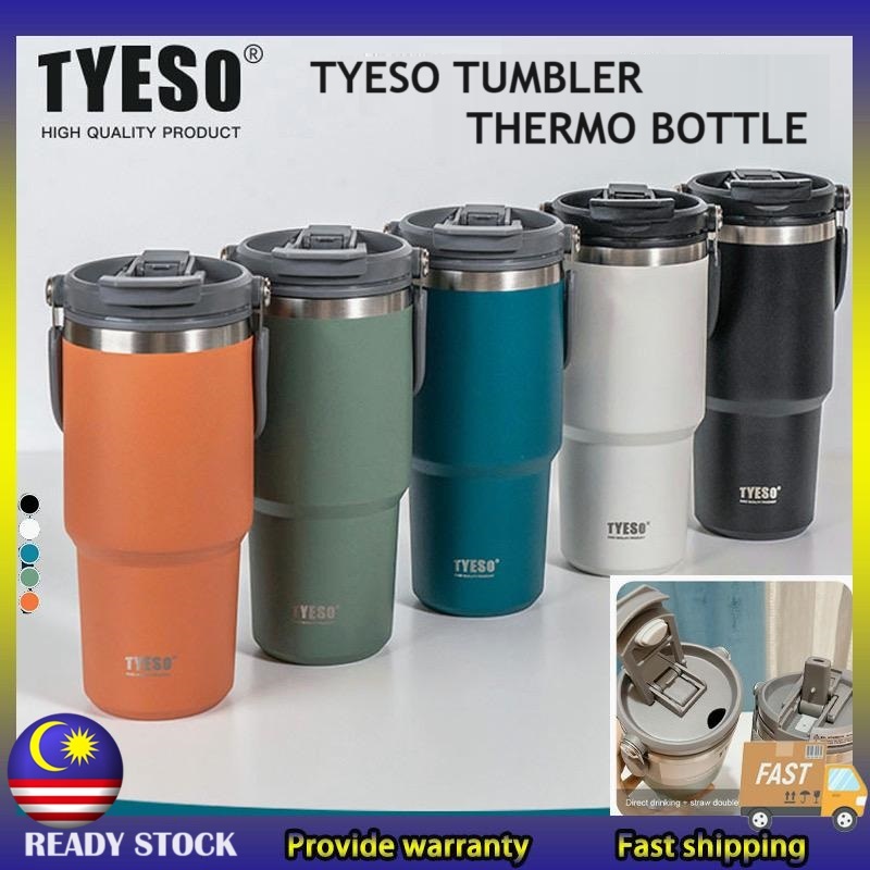 【COD & Original】TYESO Vacuum Insulated Tumbler With Handle Hot And Cold Stainless Steel Thermoflask Water Bottle