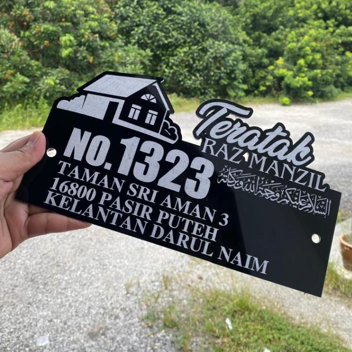 Signage Rumah Plate Alamat Rumah Modern House Number Plate RM40