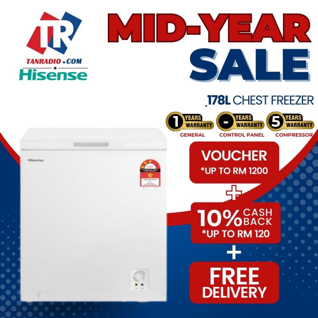 【MID YEAR SALE】Hisense KHIND Chest Freezer Single Door Energy Saving (100L/178L) 冷冻柜 PETI SEJUK BEKU FROZEN