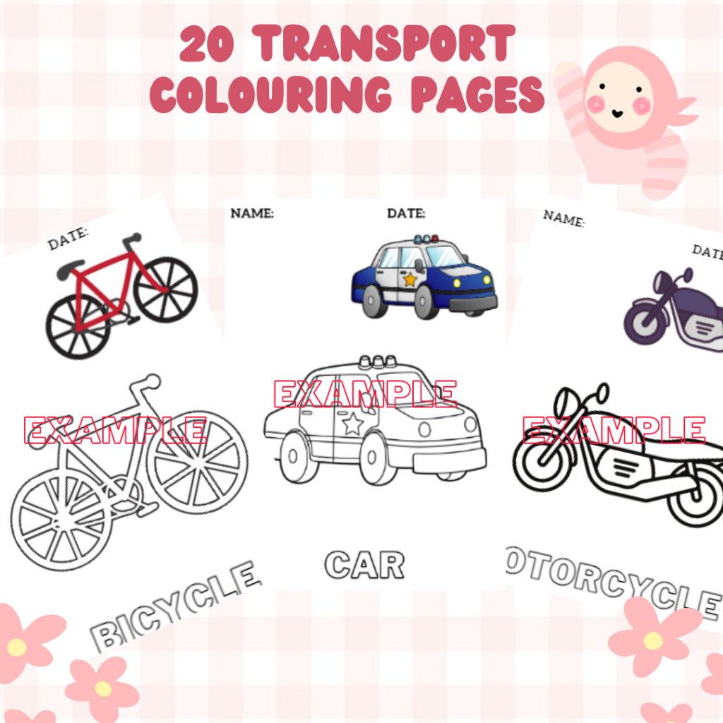 [PDF/SOFTCOPY] 20 Transport Coloring Pages For Kids Adult Coloring Learning Activity Worksheet
