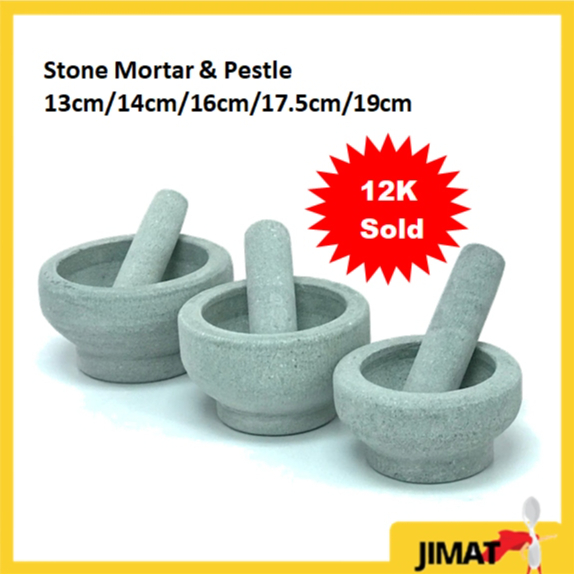 JIMATHERO-Stone Mortar And Pestle Set 14.5CM/16CM/17.5CM/19CM | Lesung Batu