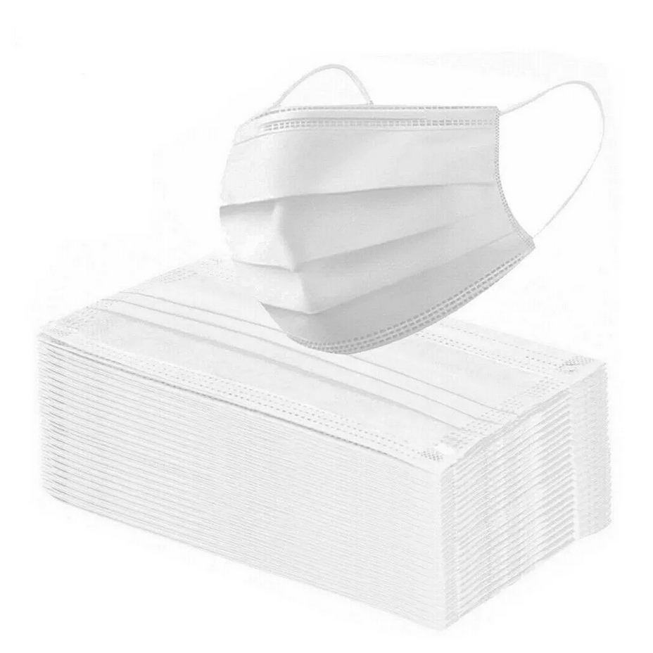 50pcs White Face Mask Disposable Earloop 3ply Anti-dust Breathable Civilian Color Face Masks Great for Protection 口罩