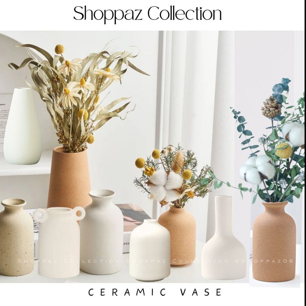 Shoppaz Vase Flower Pot Flower Vase Ceramic Vase Nordic Decoration Home Decor Pasu Bunga Hiasan Ruang Tamu Pasu Hiasan 5