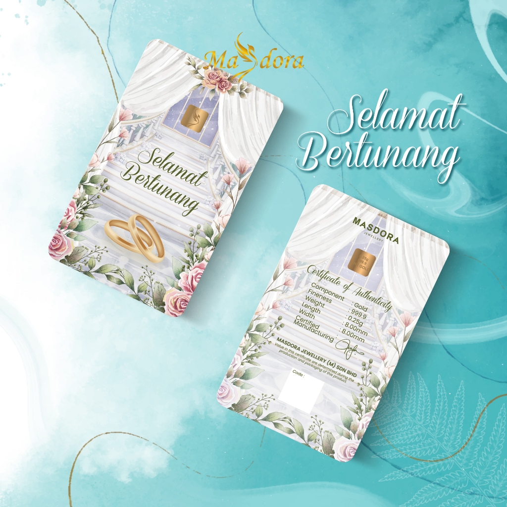 MASDORA 999.9 Gold Bar 0.25GM Gift Series ~ Selamat Bertunang (EMAS 999.9/24K)