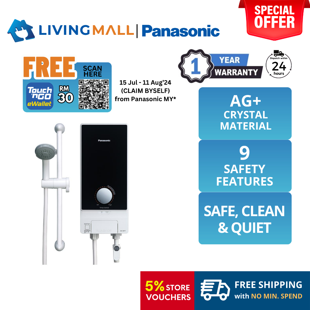 [𝐅𝐑𝐄𝐄 𝐃𝐄𝐋𝐈𝐕𝐄𝐑𝐘] PANASONIC DH-3MT1 (3.6KW) Water Heater Non Pump Hot Water Shower DH-3MT1MK