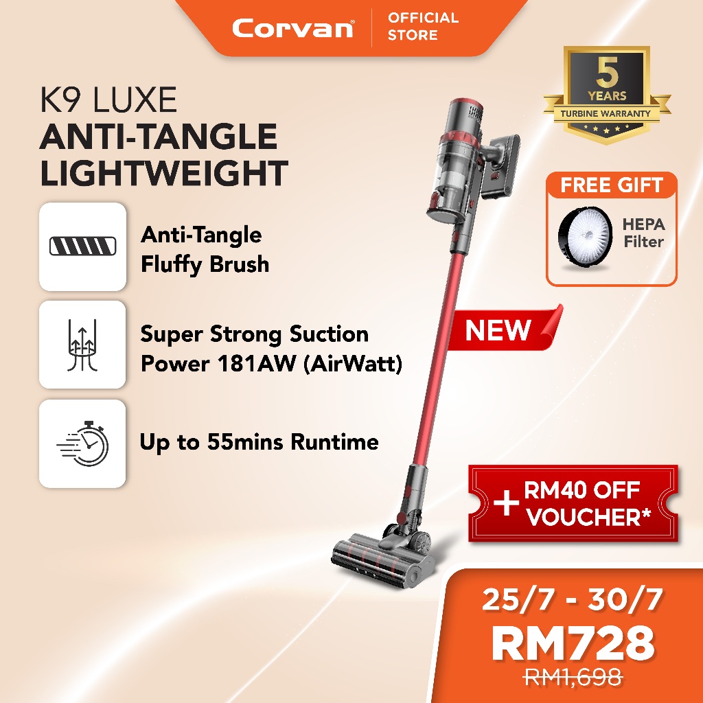 Corvan Anti-tangle Cordless Vacuum Cleaner K9 Pro / K9 Luxe