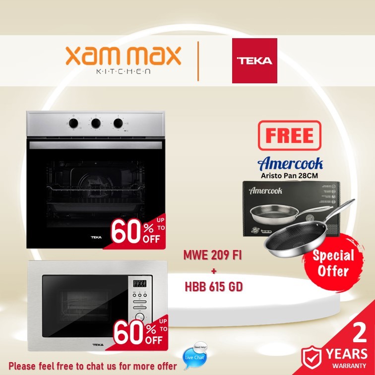 Teka - HBB 615 GD 70Litres Built in Multifunction Oven + MWE 209FI Built in Electric Microwave Oven