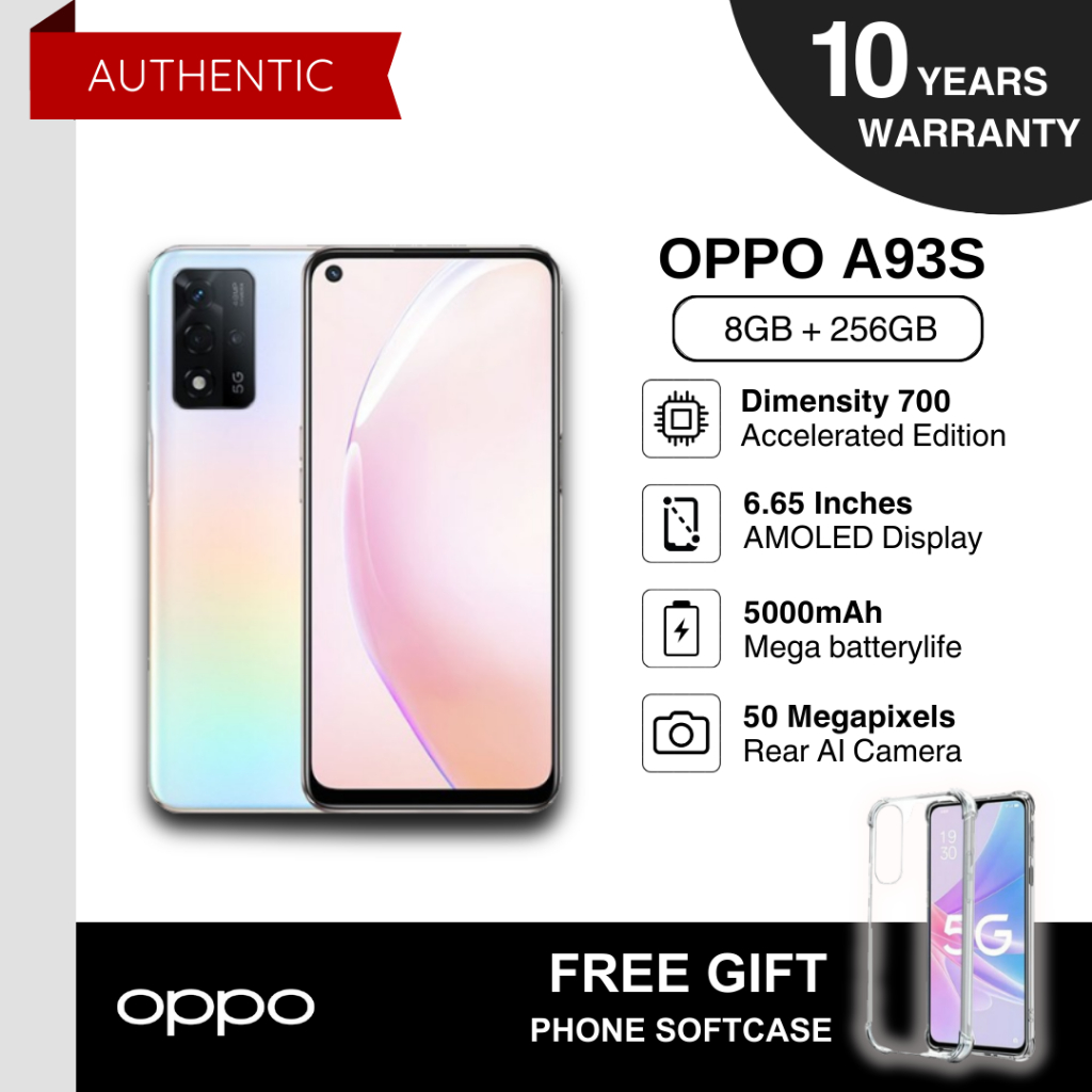 NEW OPPO A93s 5G Smartphone l 8GB RAM + 256GB ROM | 67W SUPERVOOC | 5000mAh Long Lasting Battery