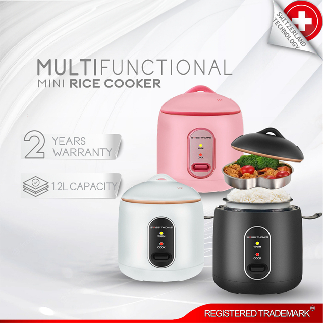 [Shopee Choice] 1.2L Electric Rice Cooker Pot MultiCooker Non Stick with Steam Tray Removable Cover Lid