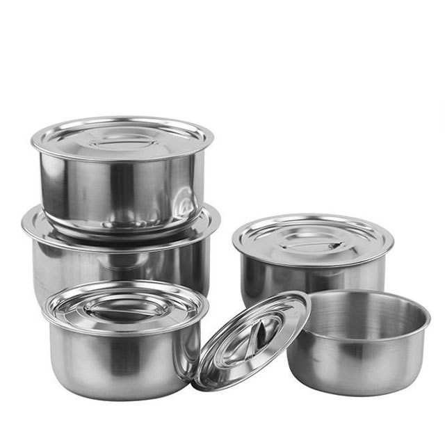 [Shopee Choice] Family cook 5 in 1 Stainless Steel Pot Food Stock with Lid Periuk Masak Food Storage Indian Pot