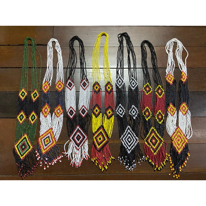 BNdm03 Sarawak Bead Manik Necklace Souvenir Gift Handicraft Kuching Iban Dayak Motif