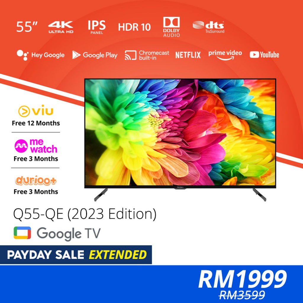 PRISM+ Q55-QE Quantum Edition 4K Google TV 55 inch Quantum Colors