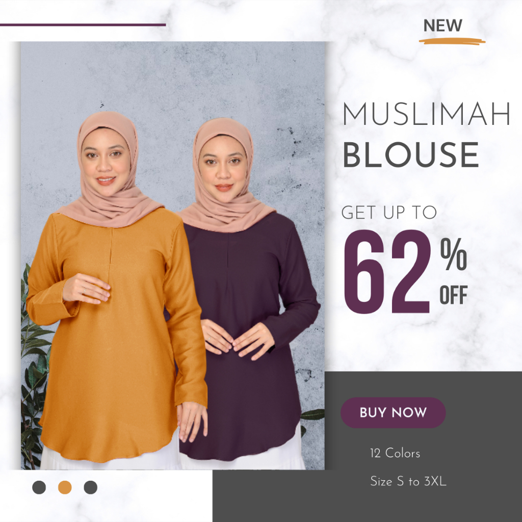 SIMPLE BLOUSE MUSLIMAH [COMO CREPE] (NEW DESIGN) BLOUSE MURAH READY STOCK HOT SELLING